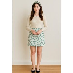 Ann Taylor Women Paisley Pockets Pencil Lined Skirt Green Size 4 Office Summer